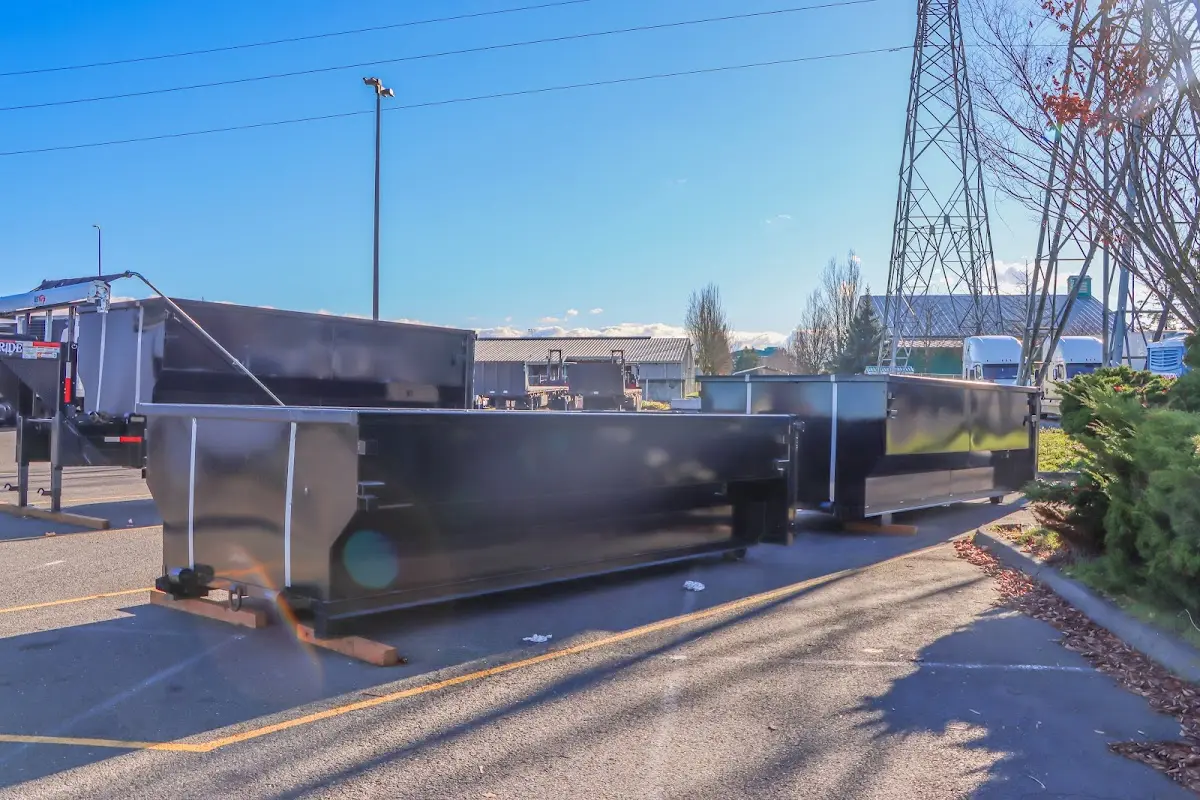 Roll-off dumpster ready for waste disposal at job site for 8 Yard Dumpster Rental in Olney